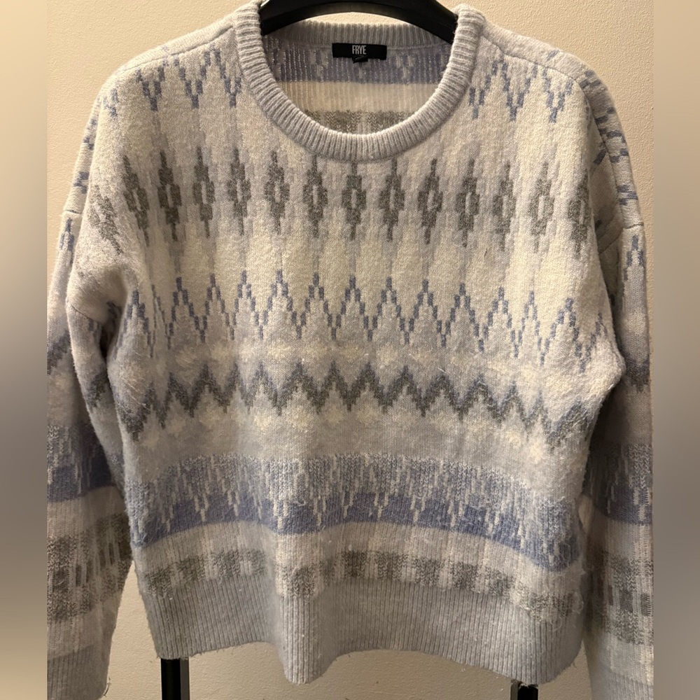 ⭐️ 3/$20 Frye Fair Isle women’s chunky pullover sweater Blue Southwest Aztec xl